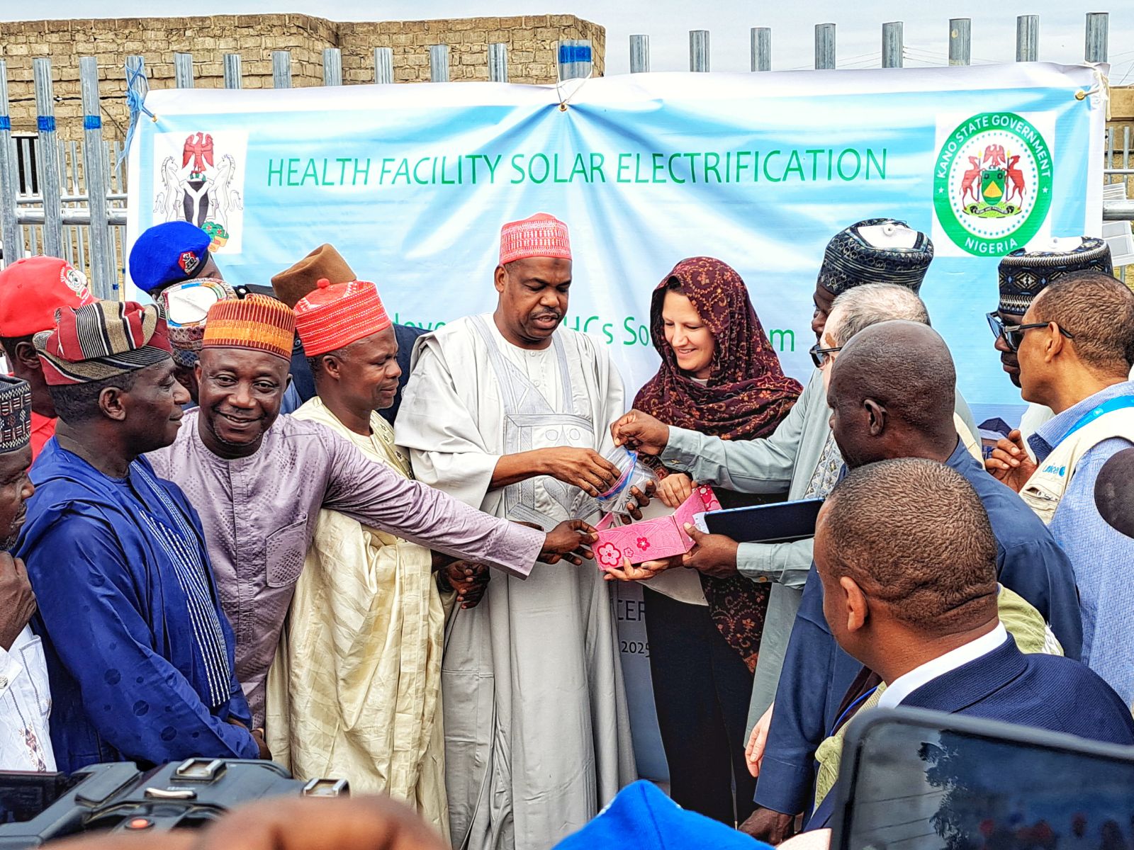 Commissioner of health kano state, receivinf solar powered PHCs in Kano